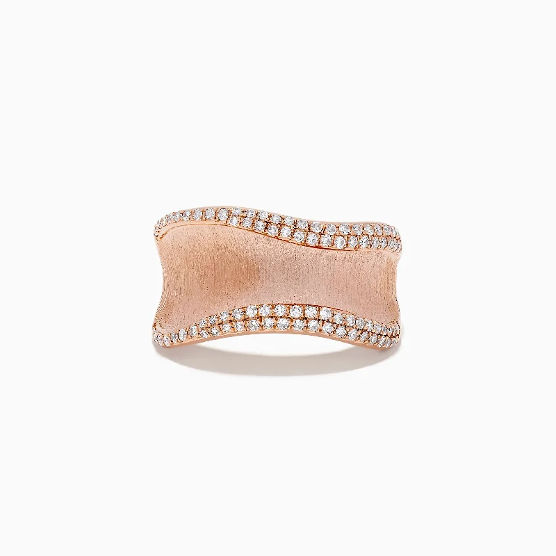 Chipped edge ring-Pave Rose 14k Textured Rose Gold Diamond Ring