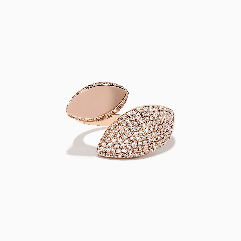 Holographic ring-Pave Rose 14k Rose Gold Open Shank Diamond Ring