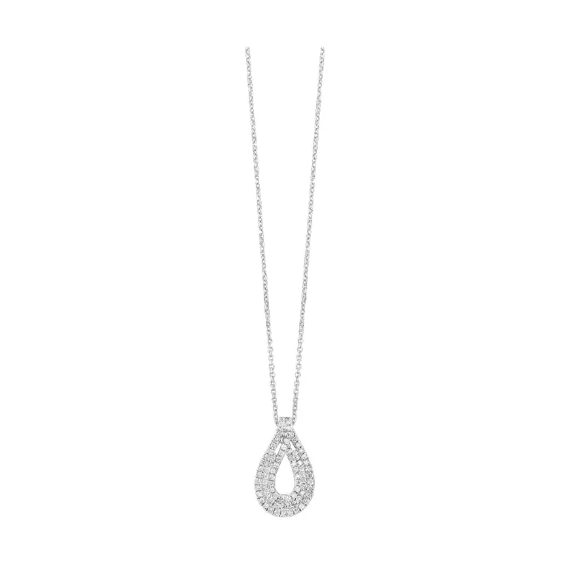 Scored chain necklace-Elegant Teardrop Diamond Pendant Necklace in White Gold, 0.33 cttw