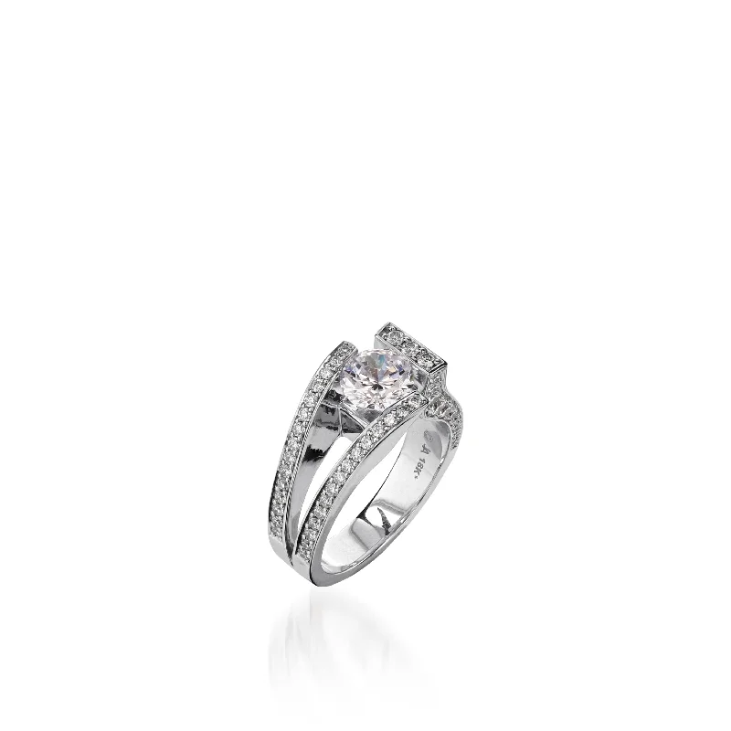 Pearlized stone ring-Elevate White Gold Diamond Ring