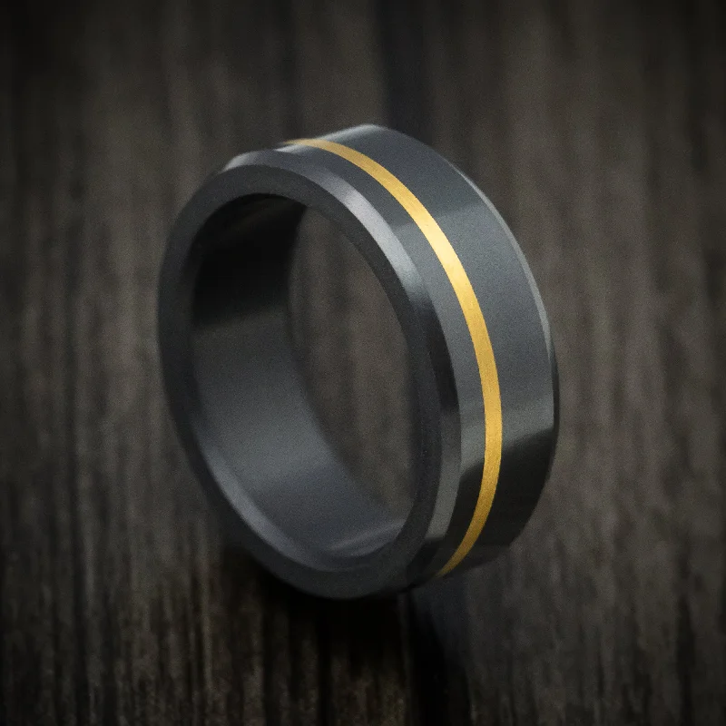 Icy topaz ring-Elysium Black Diamond And 24K Gold Men's Ring Custom Made Band