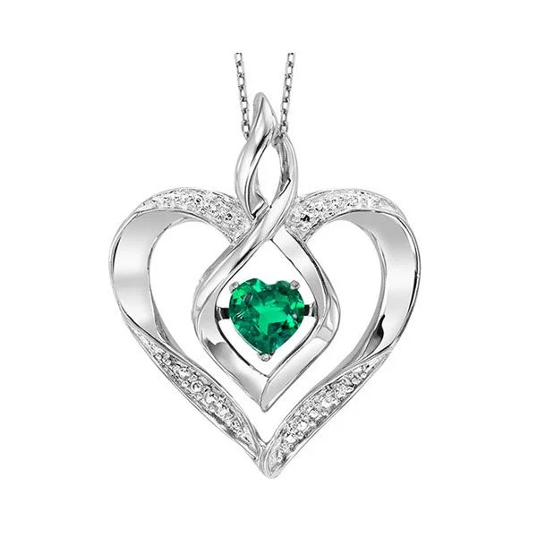 Low-set gem necklace-Lab-Created Emerald Heart Pendant by Rhythm of Love