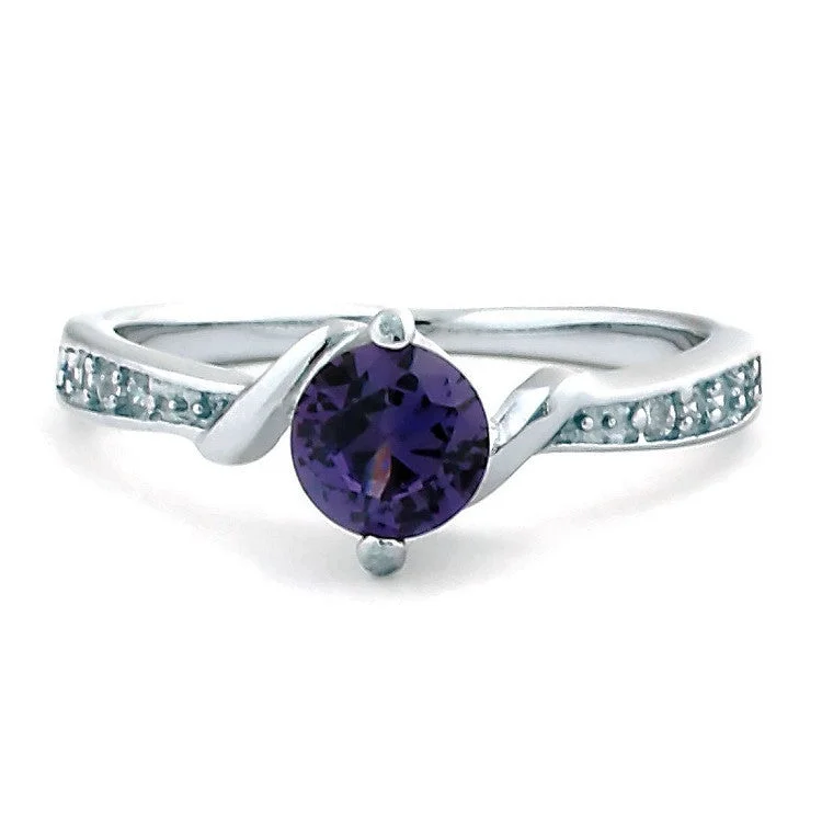 Subtle mesh ring-Entwined Love: Created Alexandrite and CZ Promise Friendship Band Ring