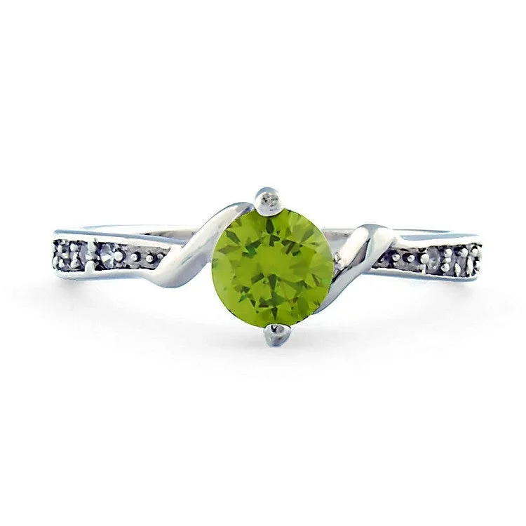 Elastic gem ring-Entwined Love: Peridot and Russian Ice CZ Promise Friendship Band Ring