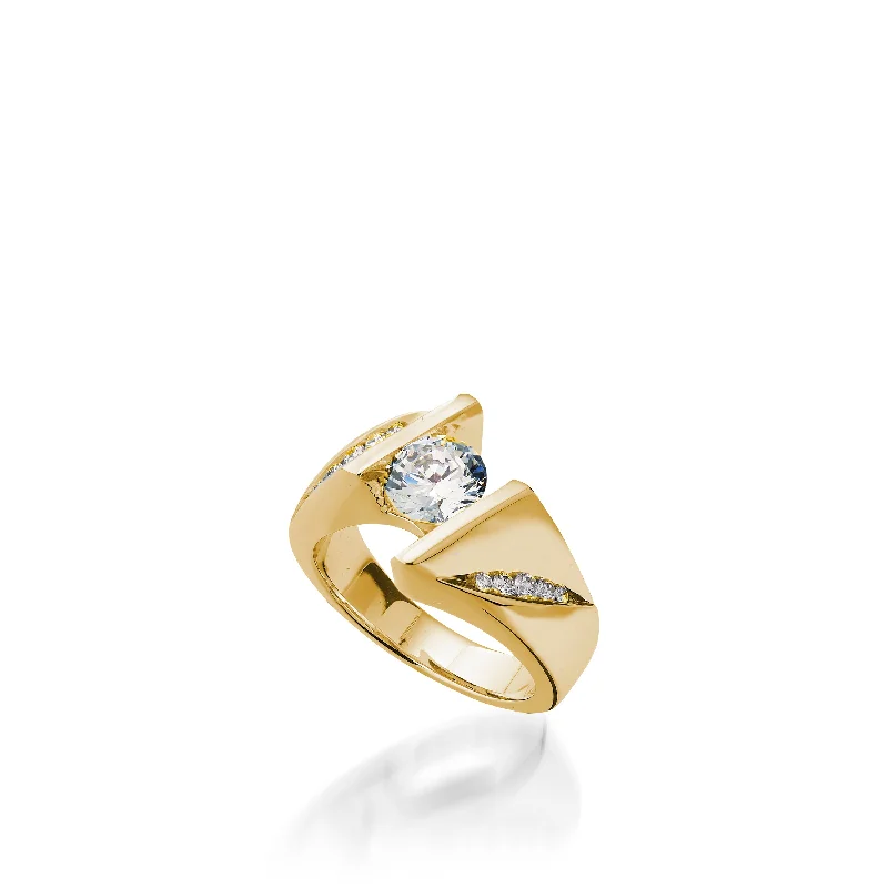 Pointed stone ring-Episode Yellow Gold Engagement Ring