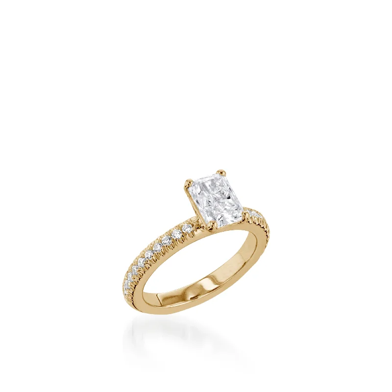 Nonagon stone ring-Essence Radiant Yellow Gold Engagement Ring