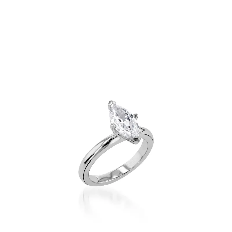 Radiant sun ring-Essence Solitaire Marquise White Gold Engagement Ring