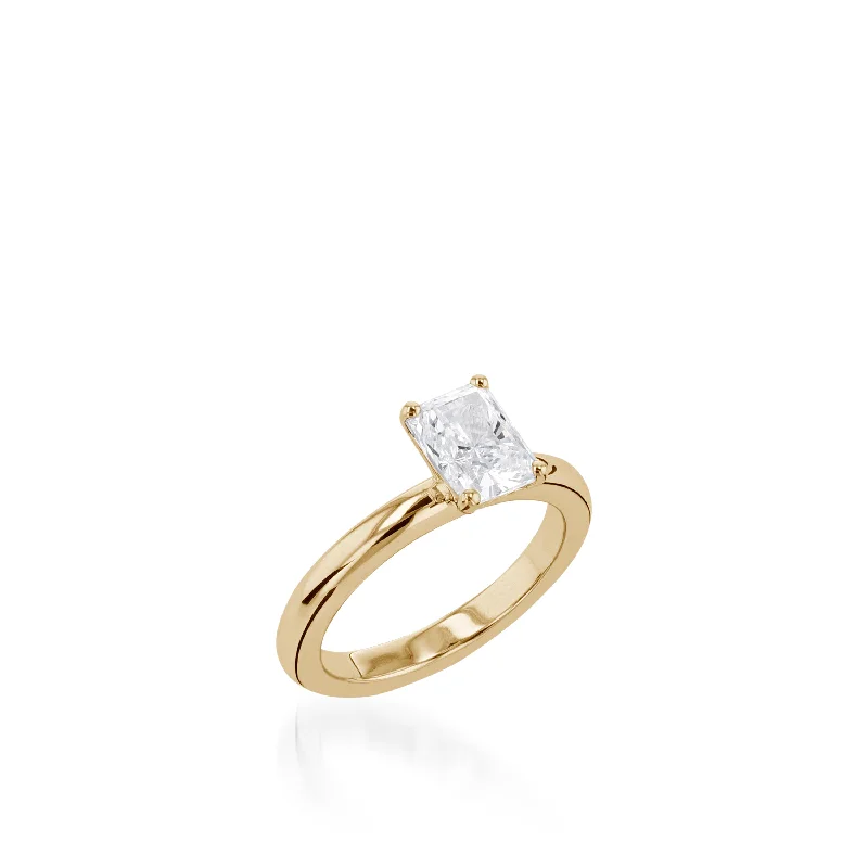 Radiant sun ring-Essence Solitaire Radiant Yellow Gold Engagement Ring