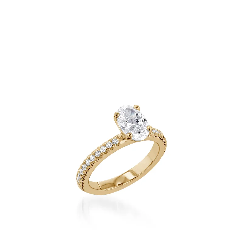 Soft bend ring-Essence Oval Yellow Gold Engagement Ring