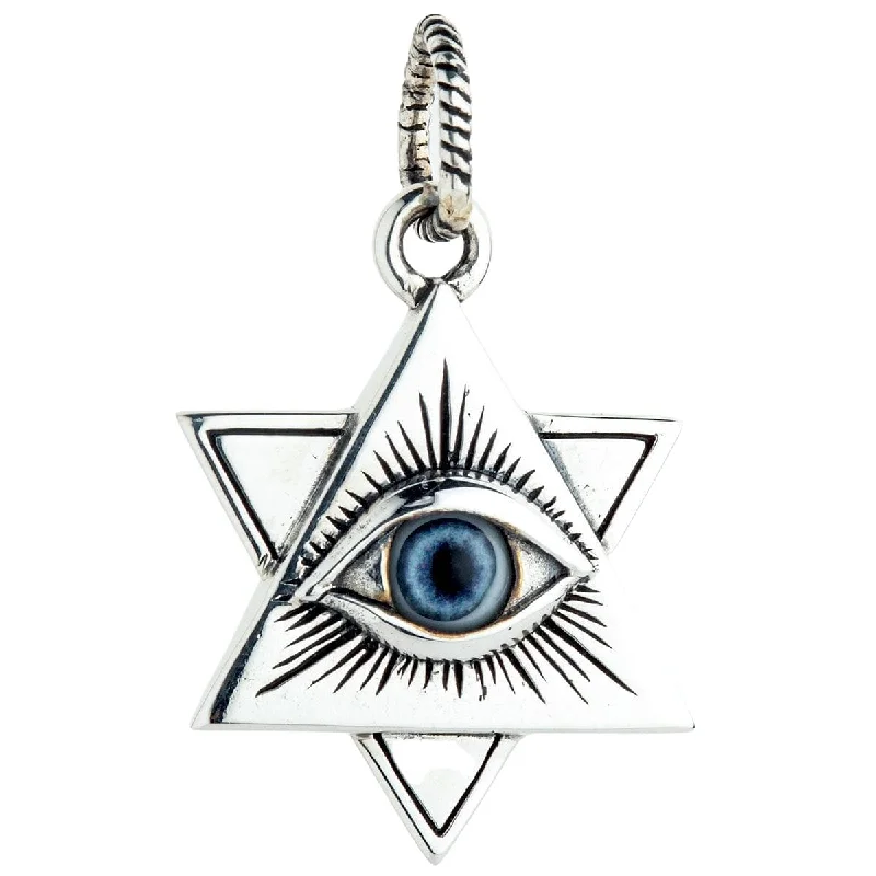 Icy aquamarine necklace-Eye of Providence 925 Sterling Silver Pendant Necklace