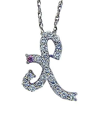 Glazed gem necklace-Fancy initial pendant with pink and purple accents in sterling silver 'X'