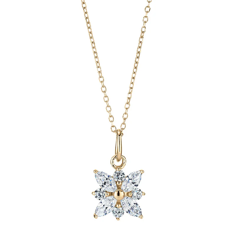 Radiant sun necklace-Fancy pendant with 0.68 carats* of diamond simulants in 10 carat yellow gold