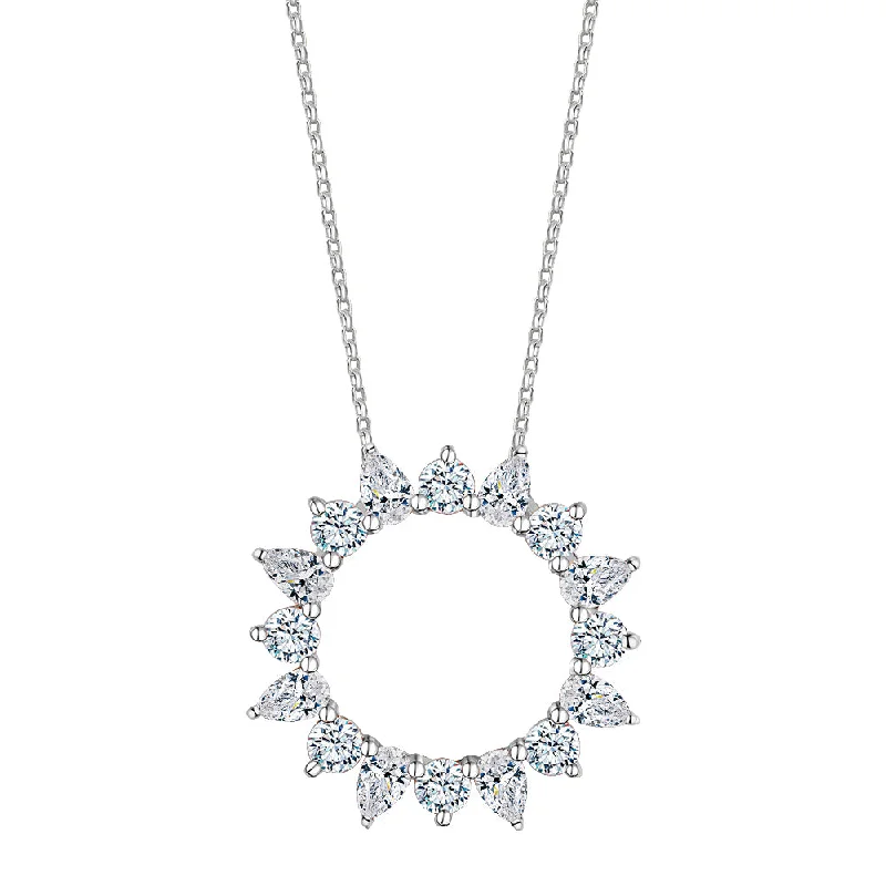 Parted chain necklace-Fancy pendant with 1.28 carats* of diamond simulants in 10 carat white gold