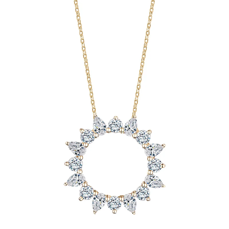 Broken-edge necklace-Fancy pendant with 1.28 carats* of diamond simulants in 10 carat yellow gold