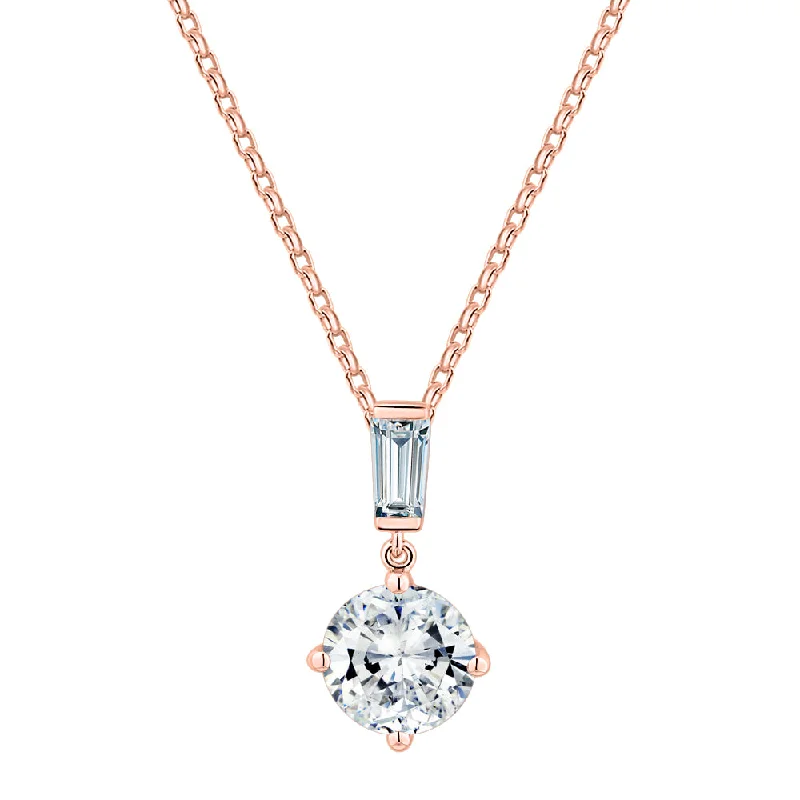 Corkscrew necklace-Fancy pendant with 2.3 carats* of diamond simulants in 10 carat rose gold