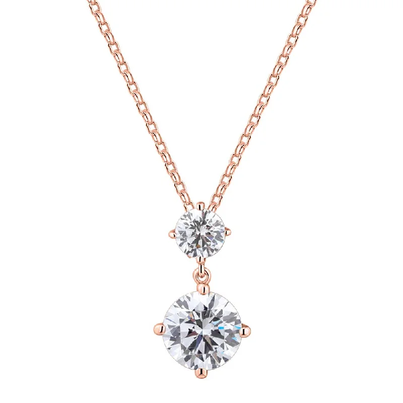 Protruding gem necklace-Fancy pendant with 2.5 carats* of diamond simulants in 10 carat rose gold