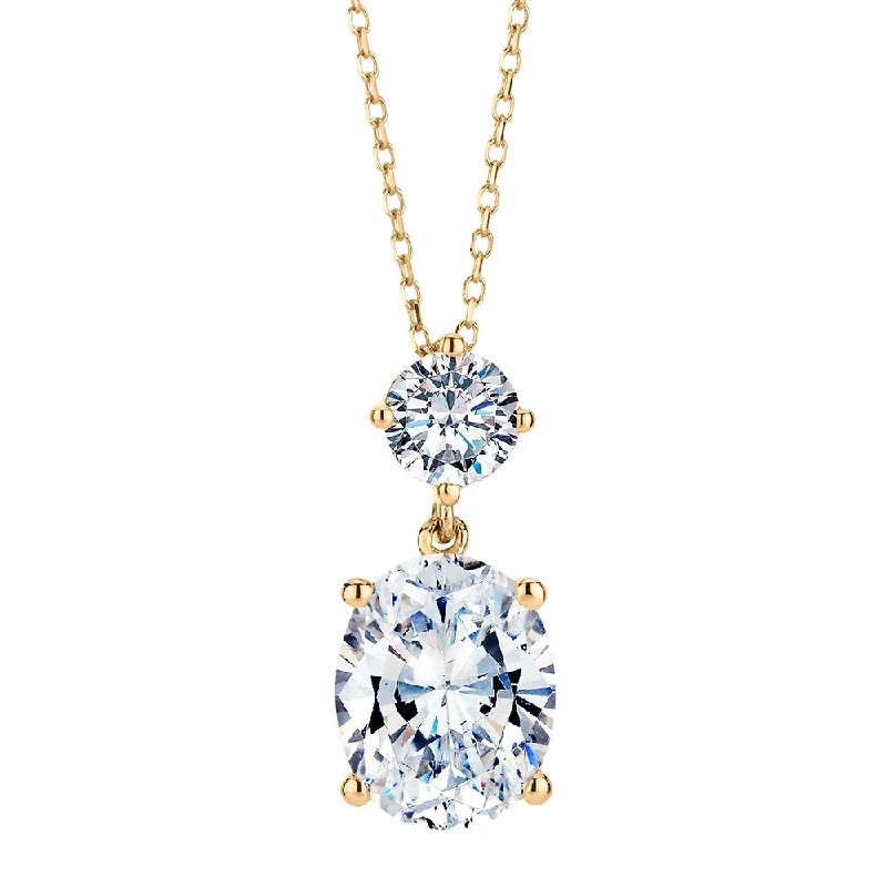 Winding pattern necklace-Fancy pendant with 3 carats* of diamond simulants in 10 carat yellow gold