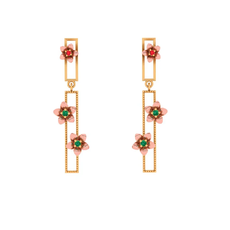 Elastic gem earrings-Florescent Gold Earrings