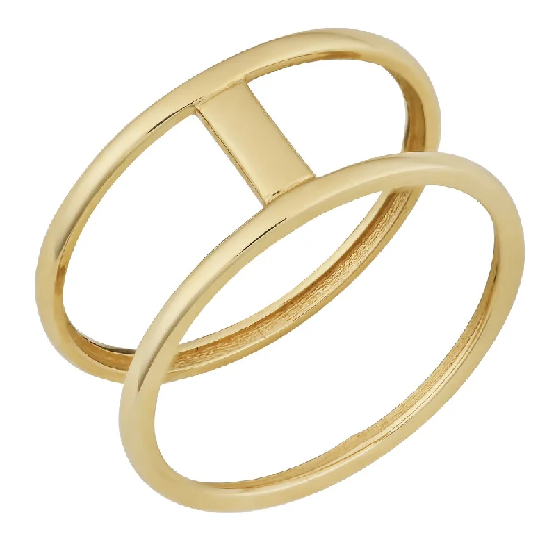 Stamped initial ring-Fremada 10k Yellow Gold High Polish Bar on Double Ring (size 6 - 9)