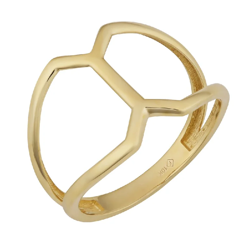 Thick gold ring-Fremada 10k Yellow Gold High Polish Geometric Ring (size 6 - 9)