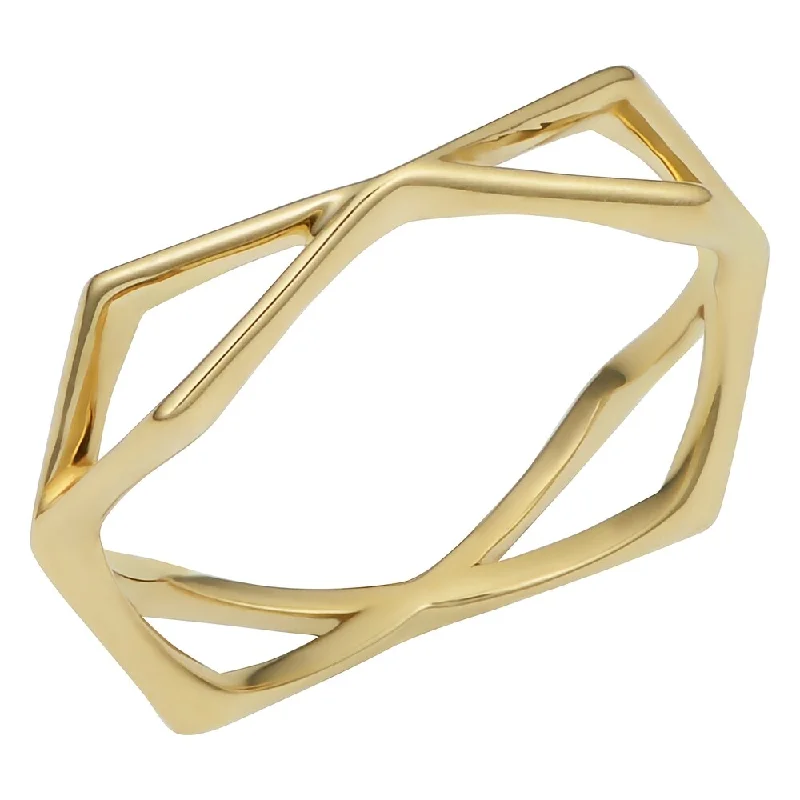 Glossy hematite ring-Fremada 14k Gold High Polish Geometric Ring (yellow gold or rose gold)