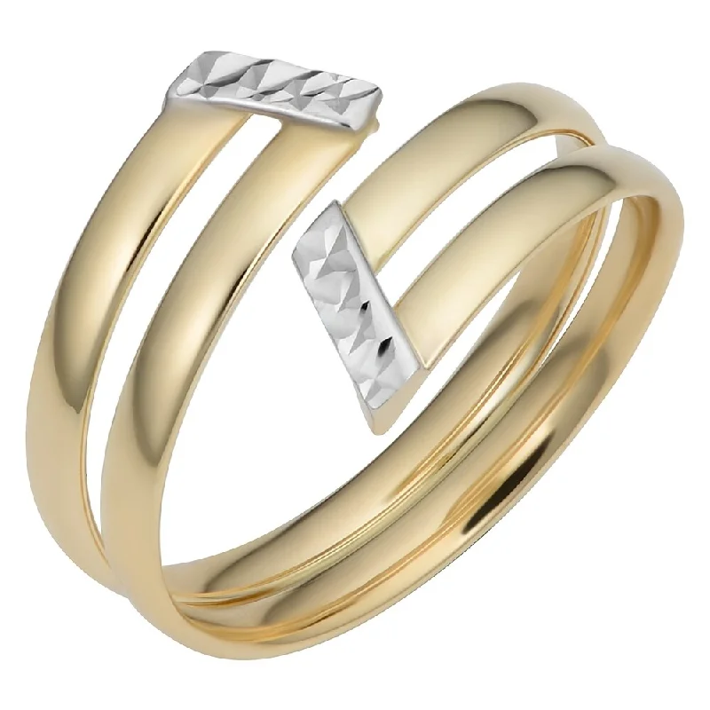 Winding pattern ring-Fremada Italian 14k Two-Tone Gold 12 millimeter Double Bypass Ring