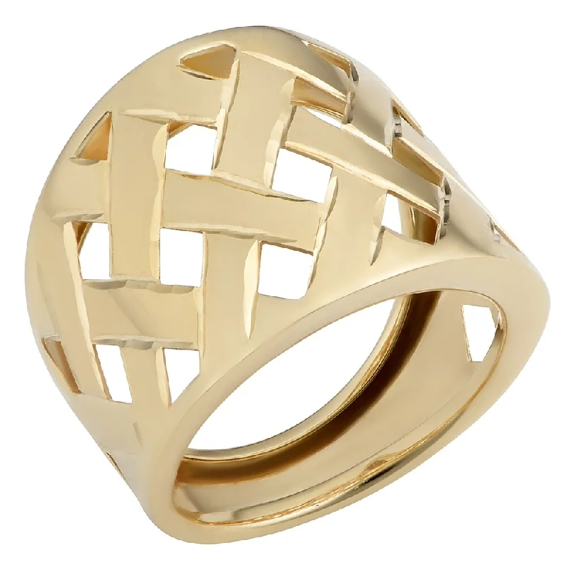 Tiered band ring-Fremada Italian 14k Yellow Gold 19 millimeters Wide Lattice Ring