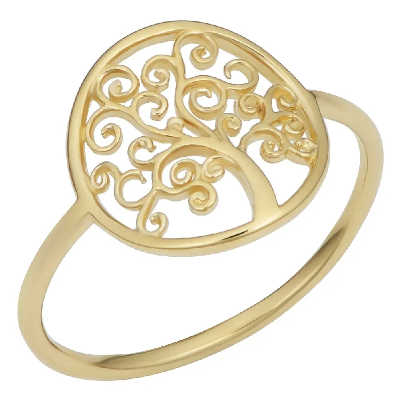 Six-gem ring-Fremada Italian 14k Yellow Gold Tree of Life Ring