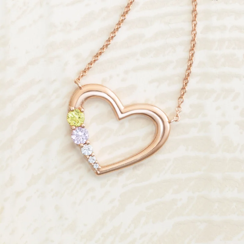 Icy topaz necklace-Gemstone or Diamond Heart Family Necklace