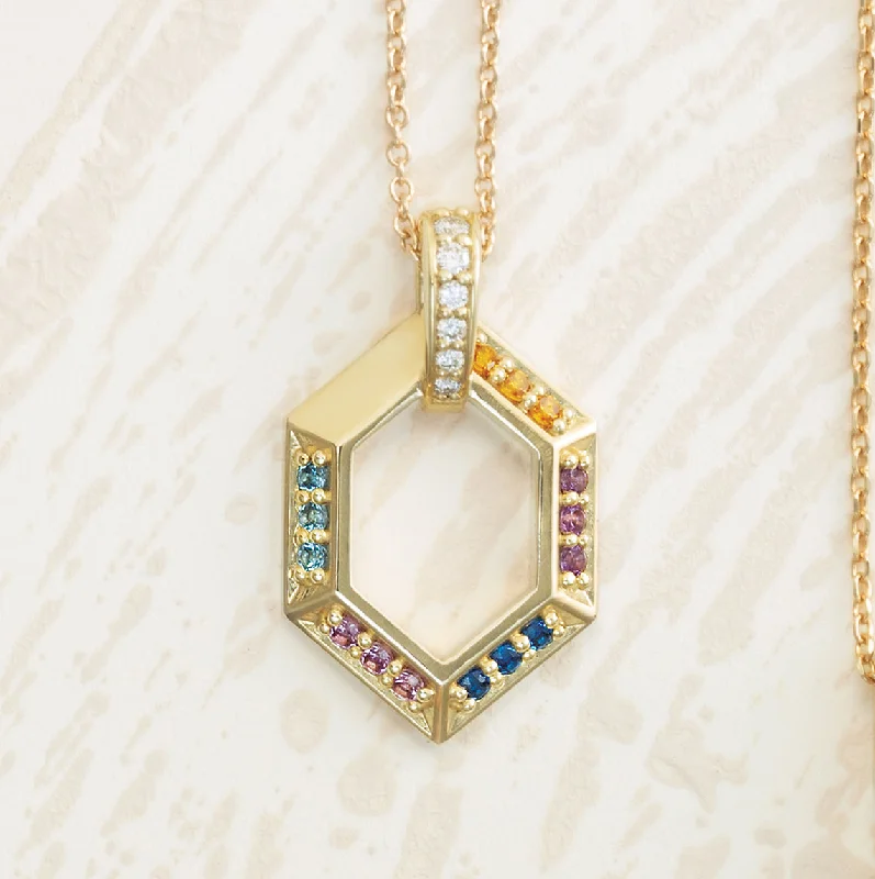 Classic lapis necklace-Geometric Family Birthstone Necklace