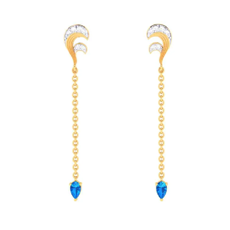 Buffed pewter earrings-Gold Stud Earrings With Yellow & Blue Gems From Goldlites Collection