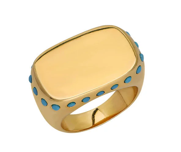 Extended diamond ring-Goldbug Turquoise Signet Ring