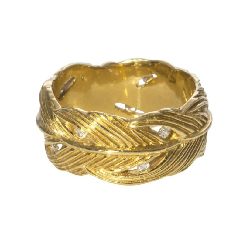 Tall band ring-Grainger McKoy Wide Feather Diamond Ring