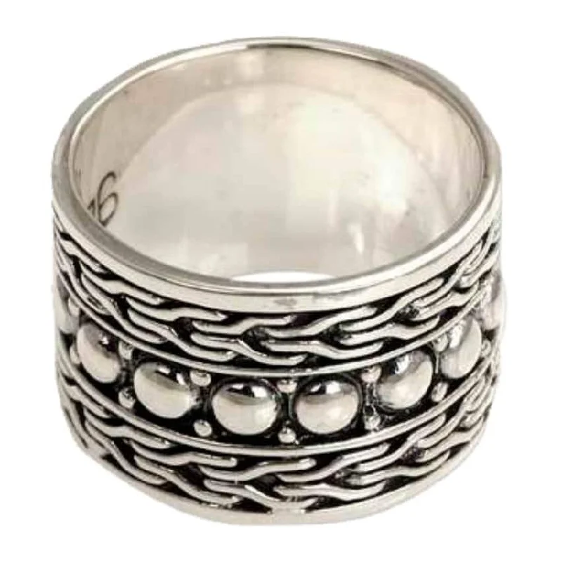 Tight coil ring-Handmade Men's Sterling Silver Warrior Ring (Indonesia)