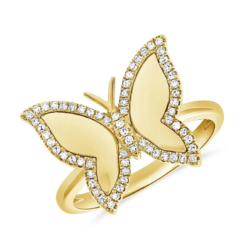 Molten silver ring-Joelle Diamond Pave Butterfly Ring For Her 14k Gold 1/5 ct. t.w. Women's Butterfly Ring