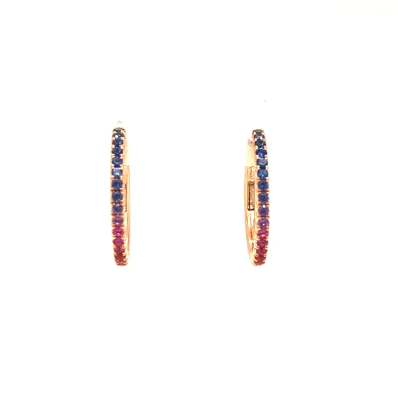 Kite stone ring-Lisa Nik Rose Gold Hinged Hoops with Mixed Sapphires