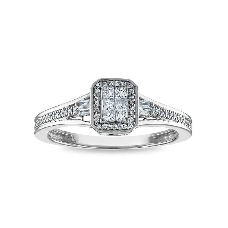 Shining cut ring-LoveSong 1/4 CTW Diamond Promise Ring in 10KT White Gold