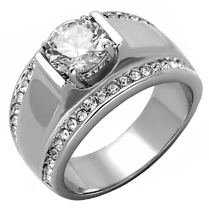 Latched ring-Nathan: Mens 2.66ct Russian IOF CZ Solitaire Design Semi-Eternity Ring