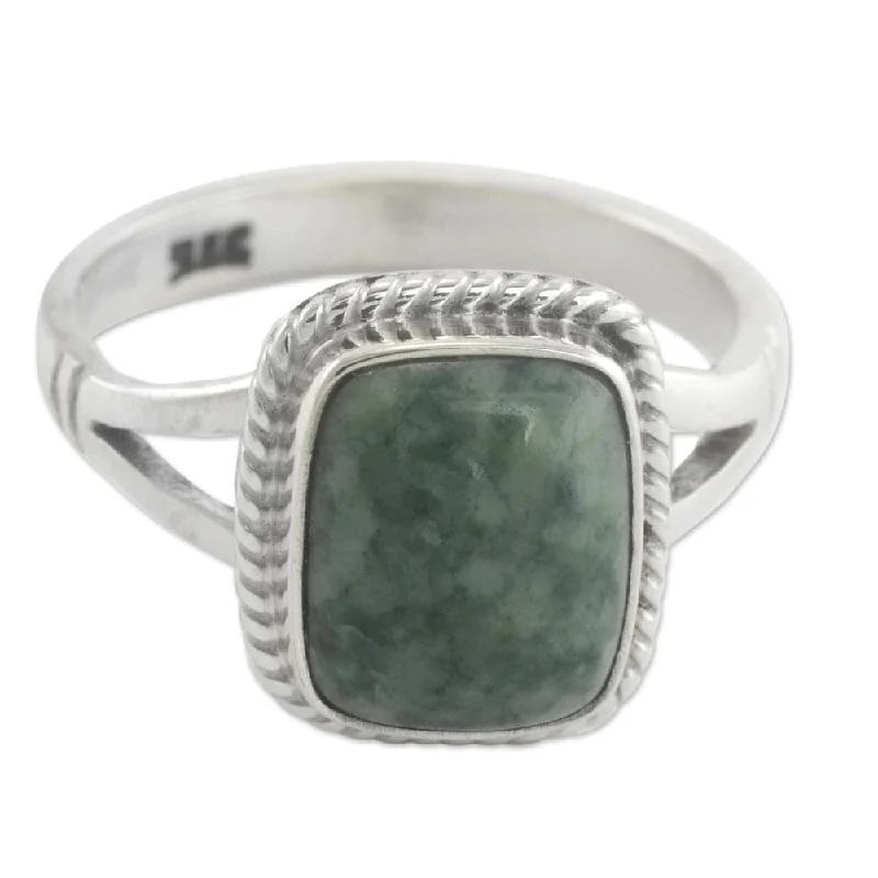 Classic-style opal ring-NOVICA Handmade Sterling Silver 'Life Divine' Jade Ring (Guatemala) - Green