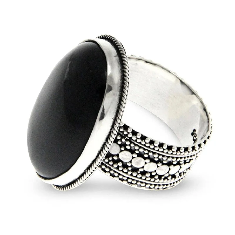 Chipped edge ring-NOVICA Handmade Sterling Silver 'Oracle' Onyx Ring (Indonesia)