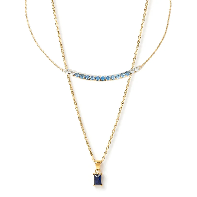 Vibrant diamond necklace-Ombre Necklace Stack - Sapphire