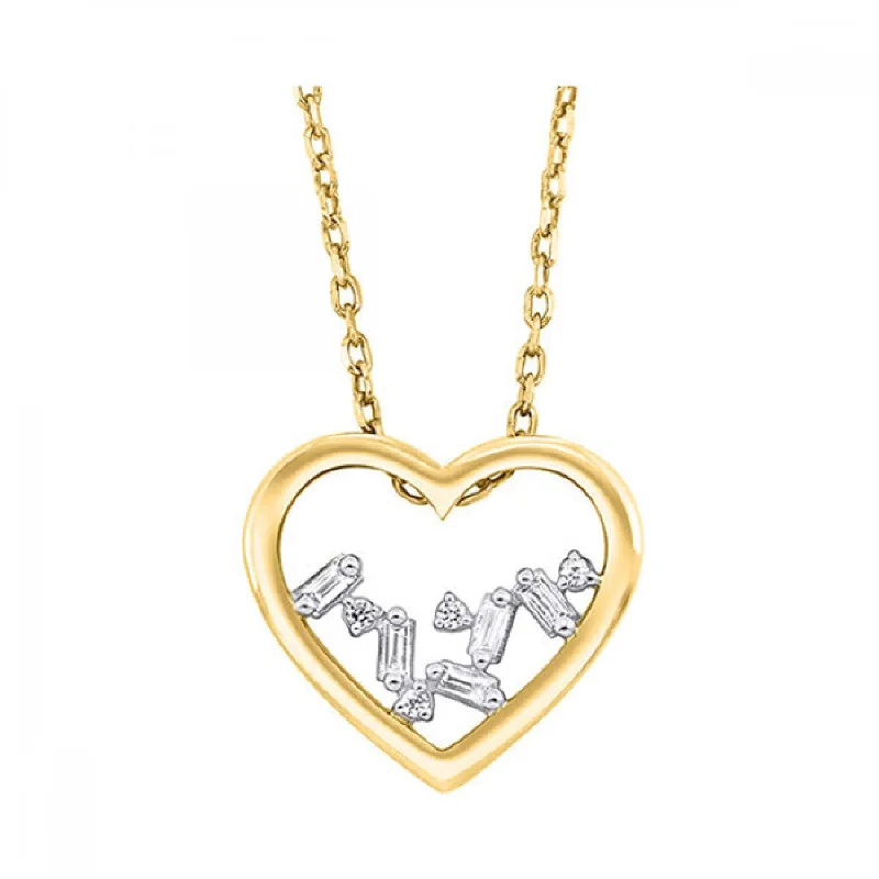 Ripple-wave necklace-Open Heart Pendant with Diamonds