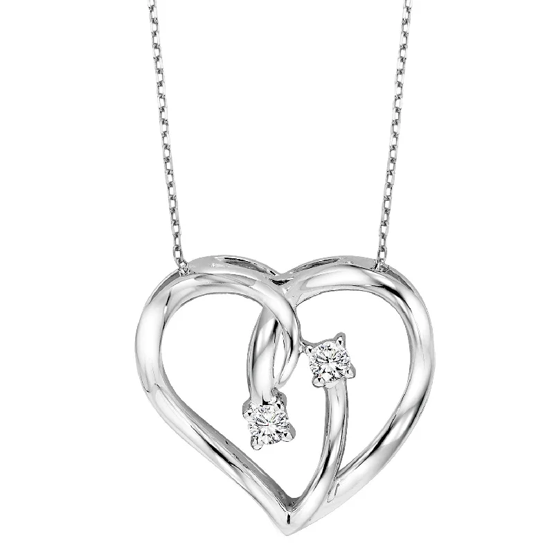 Shimmering silver necklace-Open Heart Pendant with Diamonds by Twogether