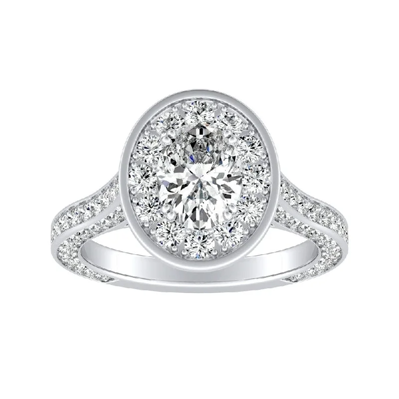 Eclipse moon ring-Oval-cut 2 1/4ctw Halo Diamond Engagement Ring Platinum by Auriya