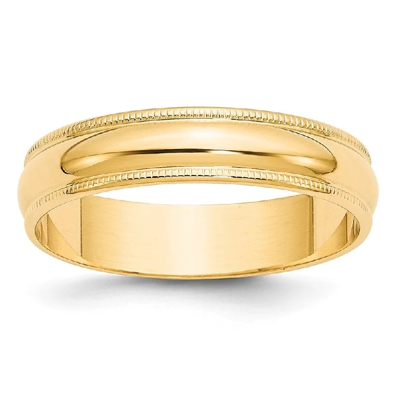 Buffed pewter ring-Oxford Ivy 10K Yellow Gold 5mm Classic Men's Milgrain Wedding Band