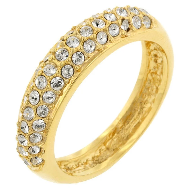 Sweeping band ring-Pave Crystal Goldtone Band Elegant Women's Fashion Jewelry