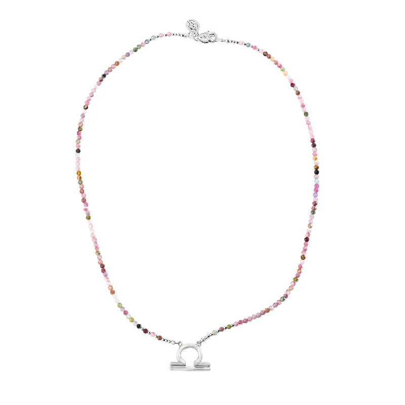 Vine-twist necklace-Pink Tourmaline Libra Zodiac Signature Necklace