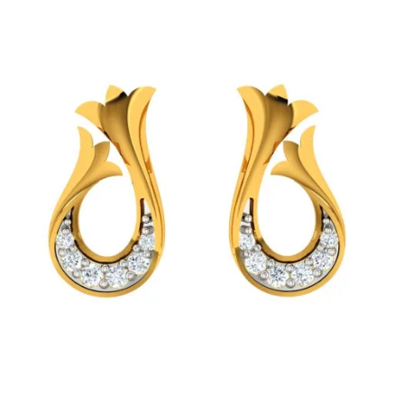 Hand-scored earrings-Pleasant Daily Wear 22k Gold Diamond Ear Top