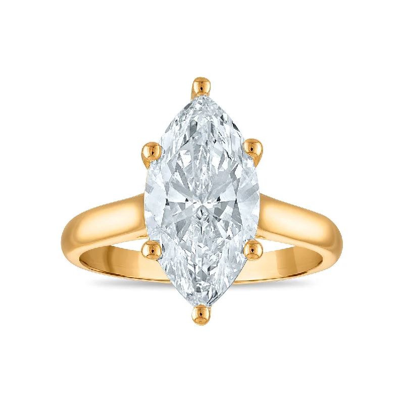 Sun-cut ring-Red Hot Deal 3-1/2 CTW Marquise Lab Grown Diamond Solitaire Ring in 14KT Gold