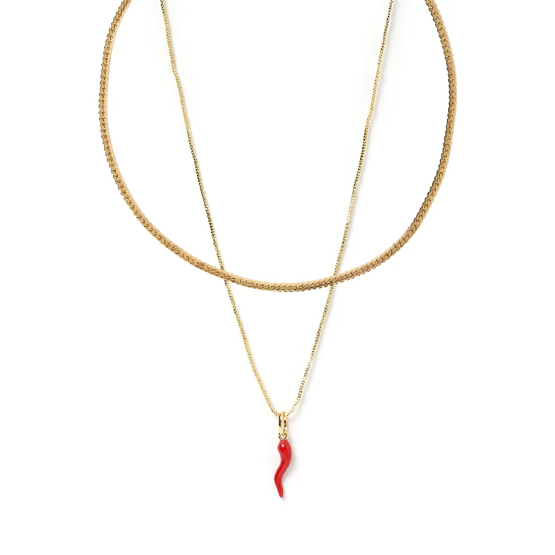 Flowing wave necklace-Red Hot Necklace Stack